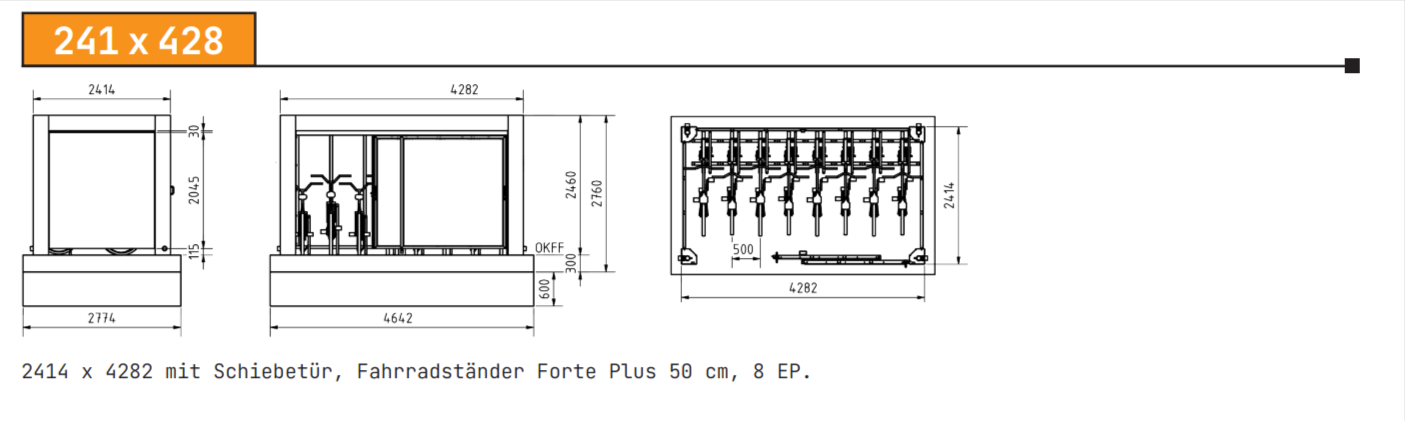 KUBUS 241 x 4,28m Fahrradhaus