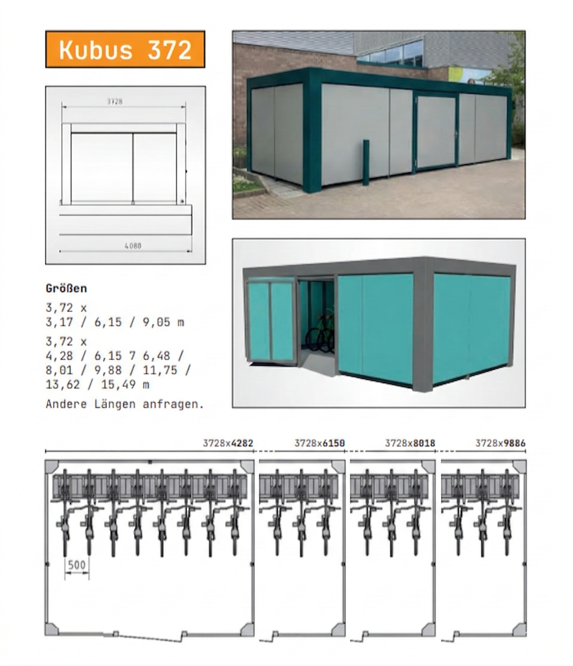 KUBUS 372 x 6,15m Fahrradhaus Info