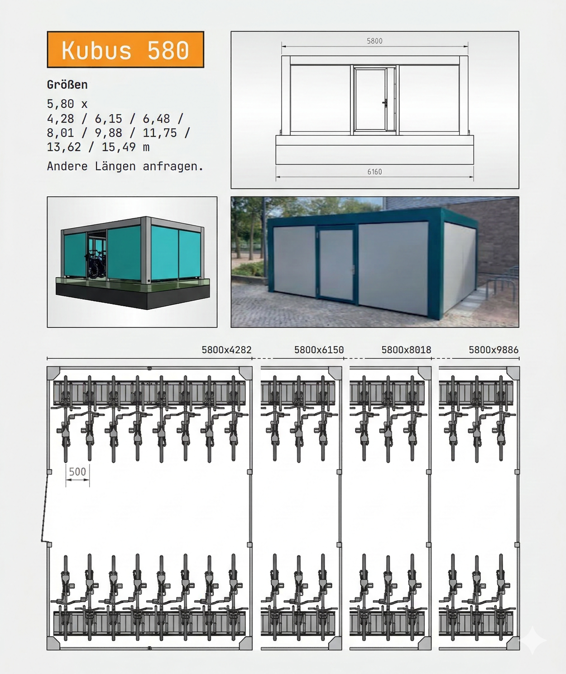 KUBUS 580 x 4,28m Fahrradgarage Info